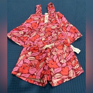 GAP toddler Floral Pink sleeveless top and bottom shorts set NWT size 3years